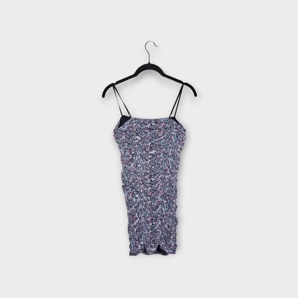 AFRM Womens Ruched Floral Print Mini Dress Size M Spaghetti Strap Bodycon Y2K - Picture 7 of 7